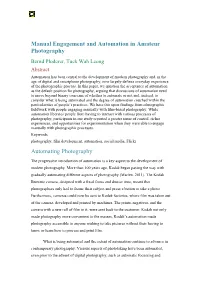 Manual Engagement and Automation in Amateur