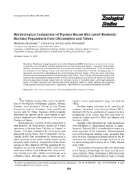 Morphological Comparison of Ryukyu Mouse Mus Caroli