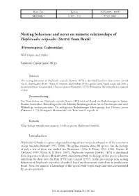 Nesting Behaviour and Notes on Mimetic Relationships of Hoplisoides Vespoides (SMITH) from Brazil