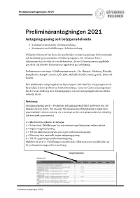 Preliminärantagningen 2021