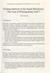 Trading Patterns in the Nepal Himalayas: the Case of Walongchung Gola *