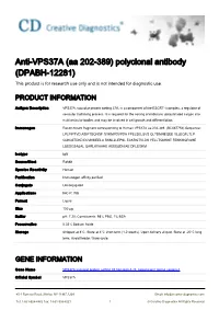 Anti-VPS37A (Aa 202-389) Polyclonal Antibody (DPABH-12281) This Product Is for Research Use Only and Is Not Intended for Diagnostic Use