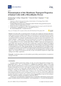 Determination of the Membrane Transport Properties of Jurkat Cells with a Microﬂuidic Device