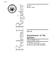 Revised List of Migratory Birds