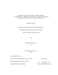 Stories and Past Lessons: Understanding US Decisions of Armed Humanitarian Intervention and Nonintervention in the Post-Cold War
