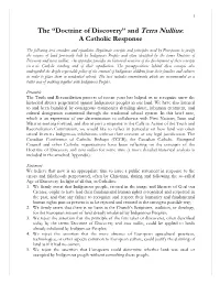 The “Doctrine of Discovery” and Terra Nullius: a Catholic Response