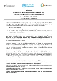 1 Virtual Event Ncds & COVID-19: Learning Lessons