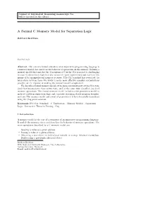 A Formal C Memory Model for Separation Logic
