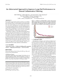 An Adversarial Approach to Improve Long-Tail Performance in Neural Collaborative Filtering