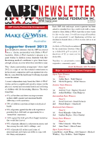 AUSTRALIAN BRIDGE FEDERATION INC. EDITOR: Stephen Lester NO