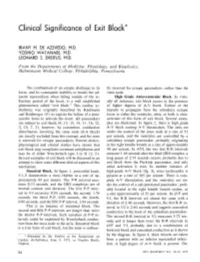 Clinical Significance of Exit Block*