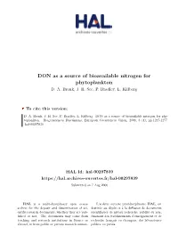 DON As a Source of Bioavailable Nitrogen for Phytoplankton D