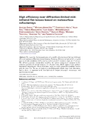 High Efficiency Near Diffraction-Limited Mid- Infrared Flat Lenses Based on Metasurface Reflectarrays