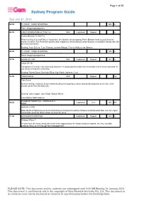 Sydney Program Guide