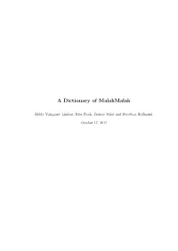 A Dictionary of Malakmalak