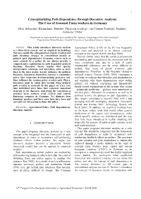 Conceptualizing Path Dependence Through Discourse Analysis: the Case of Seasonal Farm Workers in Germany