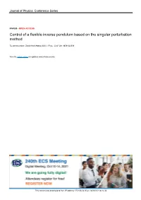 Control of a Flexible Inverse Pendulum Based on the Singular Perturbation Method
