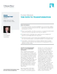 Frontier Markets the PATH to TRANSFORMATION