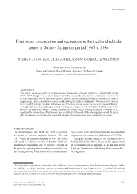 Hydrozoan Colonization and Succession in the Tidal and Subtidal Zones in Surtsey During the Period 1967 to 1984