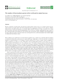The Number of Known Plants Species in the World and Its Annual Increase
