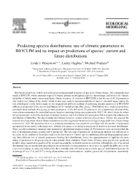 Use of Climatic Parameters in BIOCLIM and Its Impact on Predictions of Species’ Current and Future Distributions