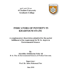 Indicators of Poverty in Khartoum State