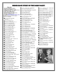 Order Back Issues of the Dark Pages