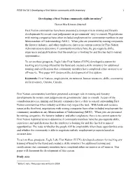 PCED Vol 16 | Developing a First Nation Community Skills Inventory 1