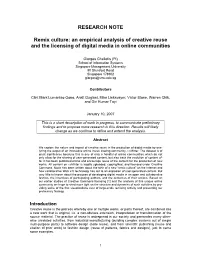 RESEARCH NOTE Remix Culture: an Empirical Analysis of Creative Reuse