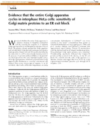 Sensitivity of Golgi Matrix Proteins to an ER Exit Block