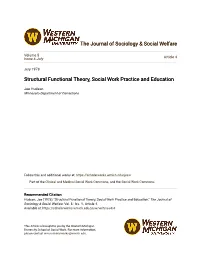 Structural Functional Theory, Social Work Practice and Education