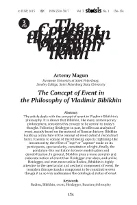 The Concept of Event in the Philosophy of Vladimir Bibikhin