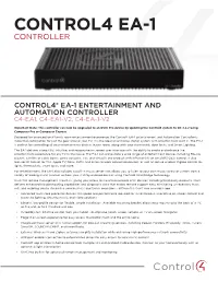 Control4® Ea-1 Entertainment and Automation Controller C4-Ea1, C4-Ea1-V2, C4-Ea-1-V2