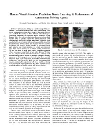Human Visual Attention Prediction Boosts Learning & Performance of Autonomous Driving