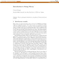 Introduction to String Theory