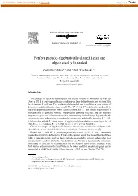 Perfect Pseudo-Algebraically Closed Fields Are Algebraically Bounded