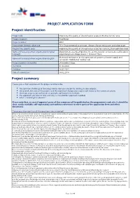 PROJECT APPLICATION FORM Project Identification Project Summary