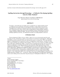 Spelling Instruction Through Etymology – a Method of Developing Spelling Lists for Older Students1