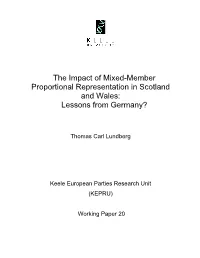 The Impact of Mixed-Member Proportional Representation in Scotland and Wales: Lessons from Germany?