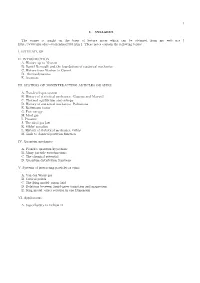 1 the Course Is Taught on the Basis of Lecture Notes Which Can Be