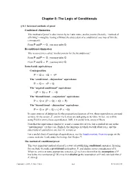 Chapter 8: the Logic of Conditionals