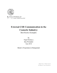 External CSR Communication in the Cosmetic Industry: Best Practice Examples