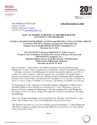 FOR IMMEDIATE RELEASE UPDATED October 22, 2014 October 14, 2014 Contact: Katherine E