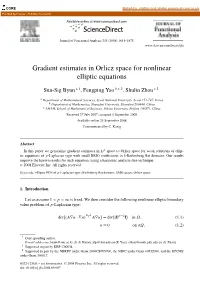Gradient Estimates in Orlicz Space for Nonlinear Elliptic Equations
