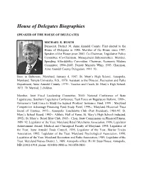 House of Delegates Biographies