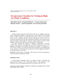 Overpressure Chamber for Testing in High Air Purity Conditions