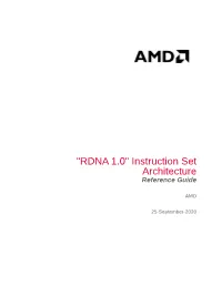 "RDNA 1.0" Instruction Set Architecture Reference Guide