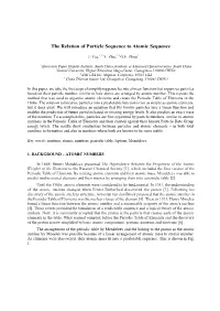 The Relation of Particle Sequence to Atomic Sequence