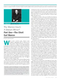 The Warren Court: a Distant Mirror? Part One—The Chief