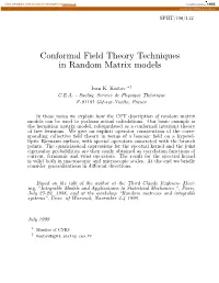 Conformal Field Theory Techniques in Random Matrix Models
